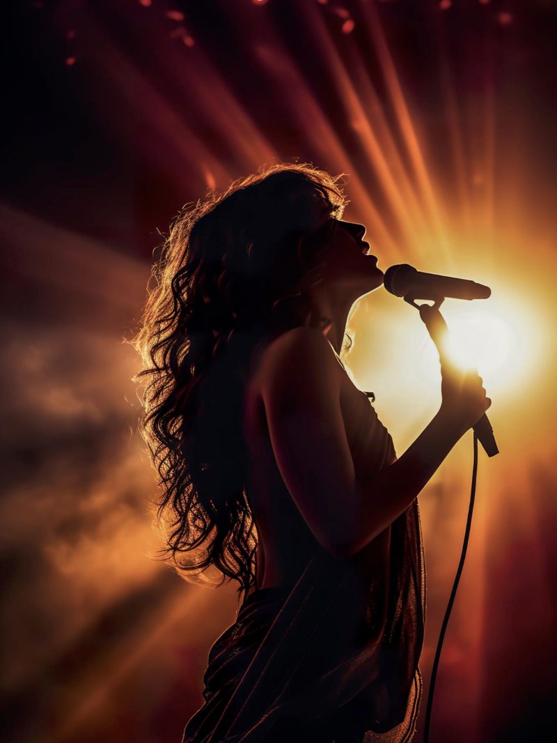 Singer in silhouette