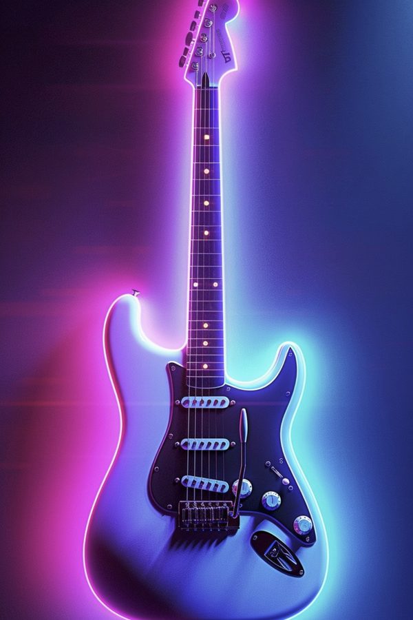 Electric guitar in neon light