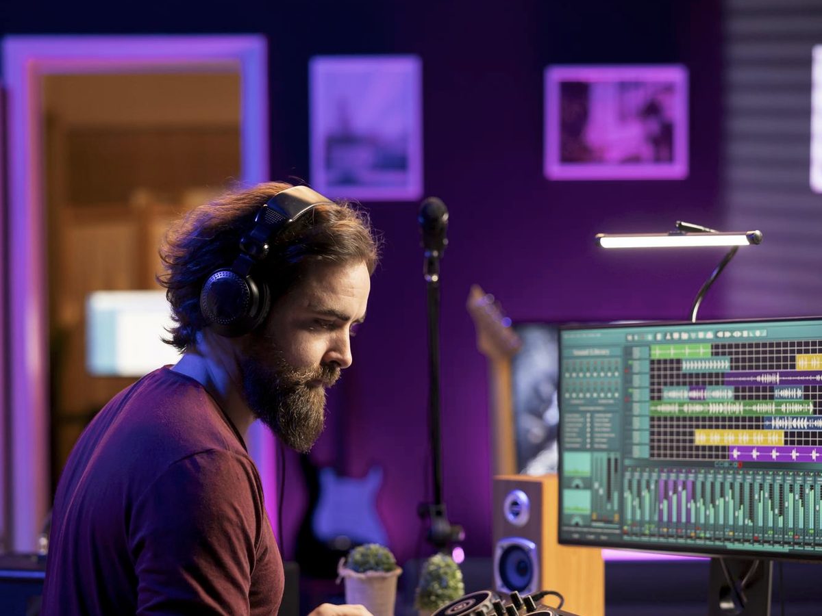 Music producer in a studio