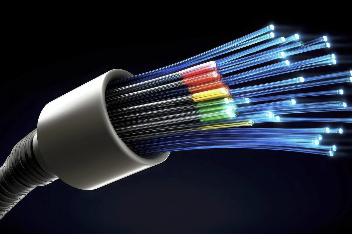 Fibre optic strands in the dark